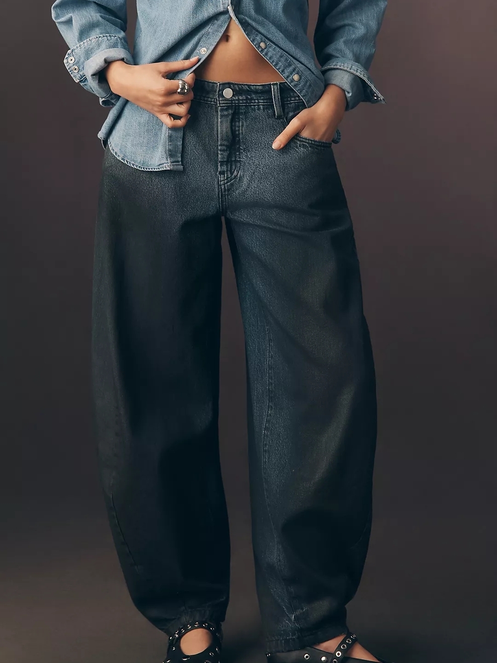 Pilcro Wide-Leg High-Rise Jeans in Black